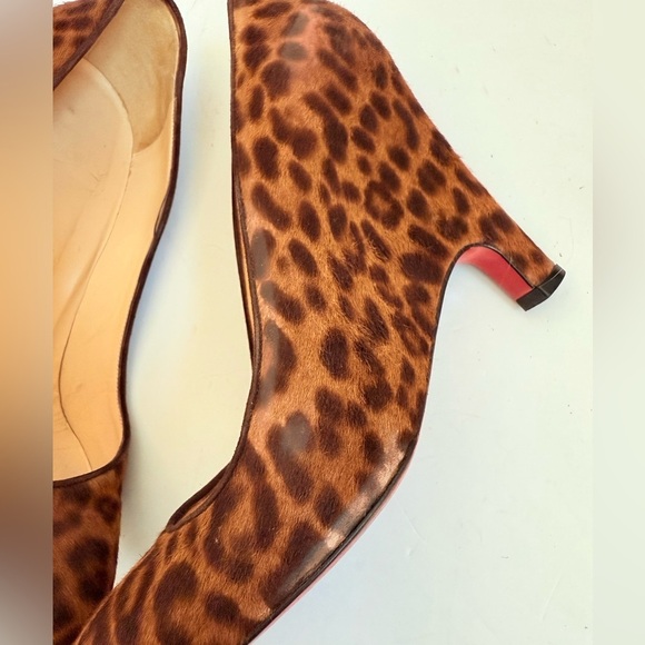 Christian Louboutin Morphing 100 Brown Leopard Calfskin Demi Wedge Heel EU 39.5 - Picture 6 of 11
